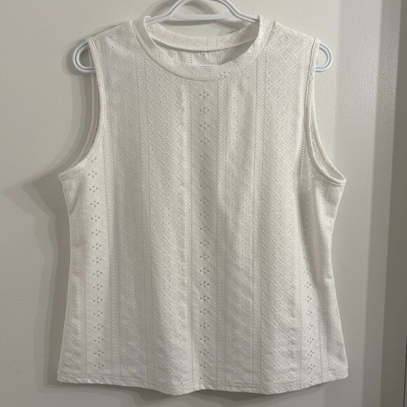 White Eyelet Tank Top - Picture 1 of 7